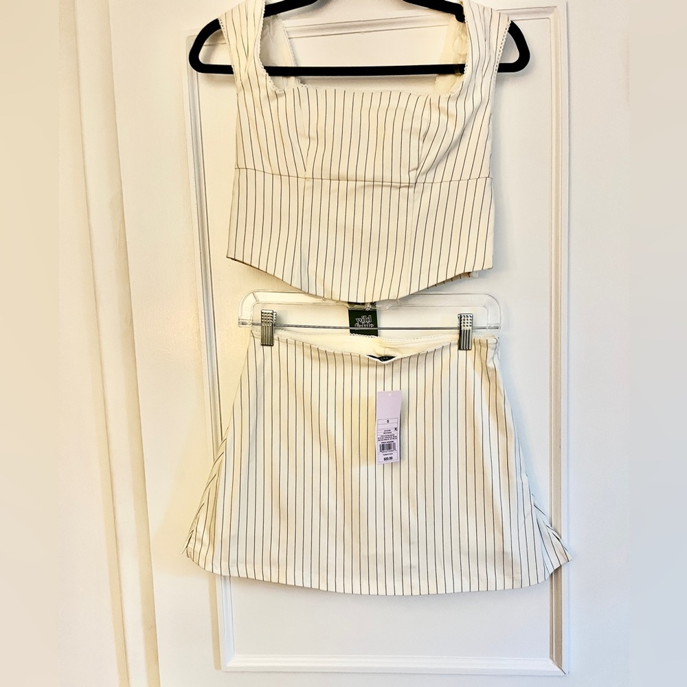 NWT Wild Fable Pinstripe Corset Top & Mini Skirt Set | Size Small
